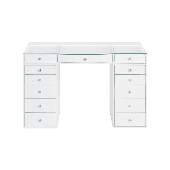 SlayStation Contour Plus 2.0 Vanity Table with LED Light, Built in Outlets and Drawer Bundles