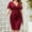 Red, variant on Women's Casual Dress In Large Size Solid Color Casual Vacation Dress With Straps Vacation V Neck Medium Length Dress Casual Summer Dresses with Sleeves Dresses for Summer Casual Gauzy Dresses for