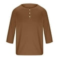 thumbnail image 2 of zbxnLI Men's 3/4 Sleeve Shirts Crew Neck Buttons T-Shirts Loose Casual Basic Tee Lightweight Tops for Men, 2 of 5