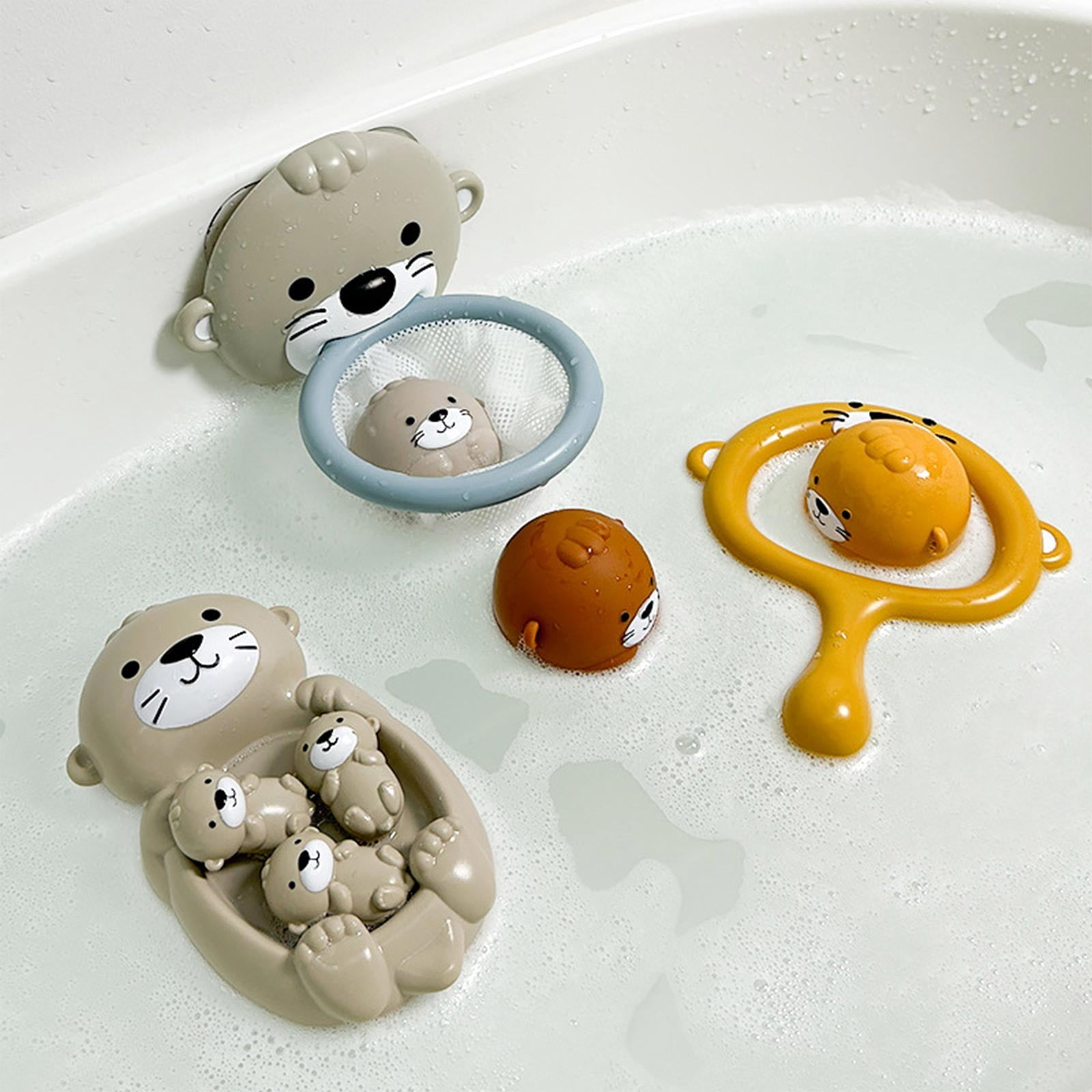 SCNOR Toddler Bath Toys Set - Bath Basketball & Fishing Game with Suction Cup, Soft Plastic Floatable Toys for 1-3 Years Old, Educational Interactive Bathtub Toys