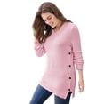 thumbnail image 2 of Woman Within Plus Size Side Button V-Neck Waffle Knit Sweater, 2 of 6
