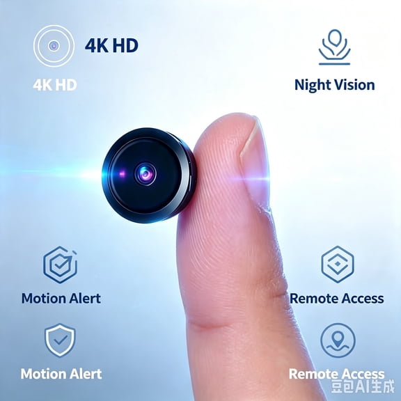 0.9 Inch 4K HD Mini Camera Magnetic Wireless WiFi Battery Powered Monitor, No-glow Night Vision Motion Detection, No Plug Long Standby Indoor Home Security Cam