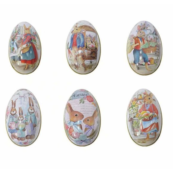 DAMAIE Décoration de Pâques, Petits Oeufs de Pâques Décorés Boîte à Bonbons de Pâques pour et Cadeaux pour Bébé Livre pour Enfants Surprise Mini Jouets de Pâques Idéaux (6 Pcs)