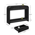 thumbnail image 2 of YOCWO Console Table with 2 Drawer and Open Storage Shelves, Sofa Table Entryway Table with Curved Edge and Carved Ratten Drawer for Living Room Hallway Bedroom, Black, 2 of 6