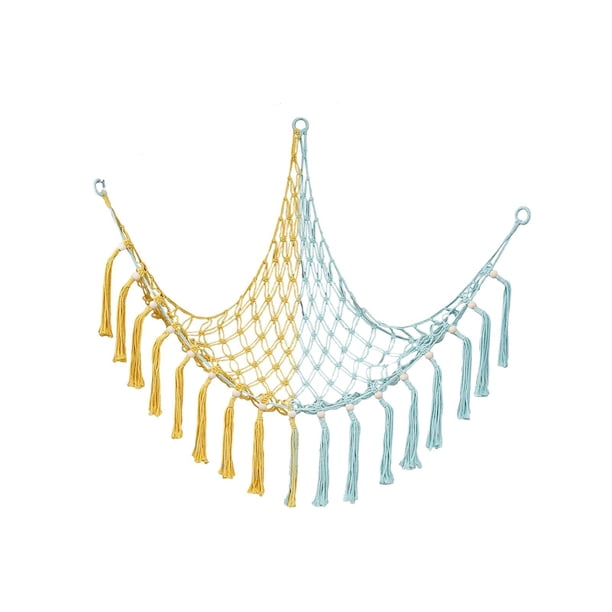 Hamaca de Almacenamiento de Juguetes de Peluche, Organizador de Esquina de Habitación de Macramé, Decoración de Malla, de Almacenamiento Colgant 100cmx100cmx130cm Macarena Red para hamacas