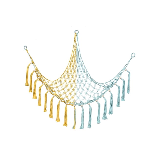 Hamaca de juguete de macramé, juguetes de peluche, red con borlas, soporte para juguetes, hamaca montada en la pared, organizador de juguetes de red 100cmx100cmx130cm Baoblaze Red para hamacas