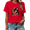 1-Red, variant on UNISHE Women's Red Woodland Fox Graphic Short Sleeve T-Shirt Cotton Crewneck Top