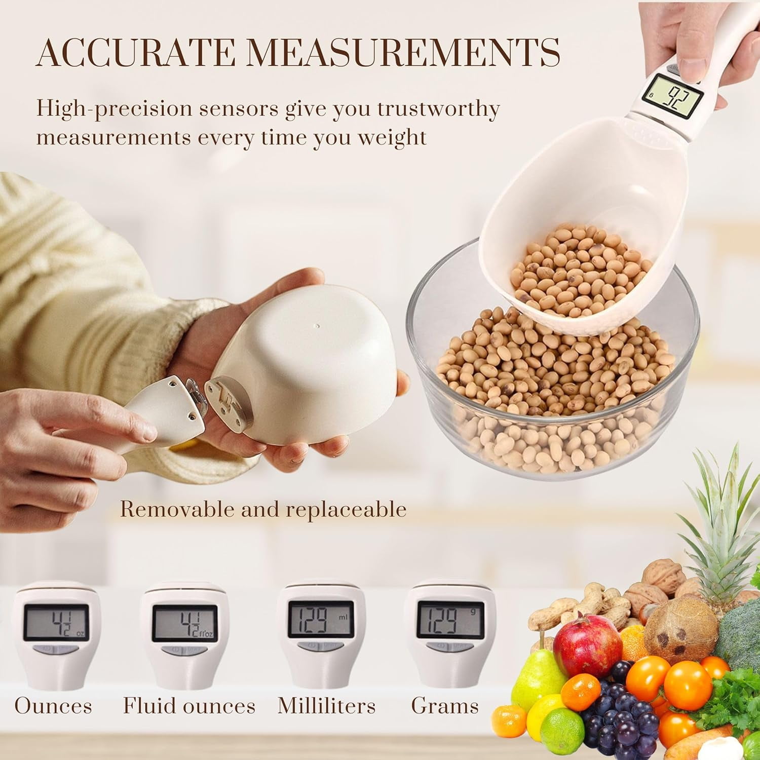 Electronic Measuring Spoon with Conversion,High Precision Digital Measuring Spoon with LCD Screen,800g / 0.1g, Electronic Food Measuring Scoop Scale for Food,Coffee, Spices,Bake,Dog Cat Food