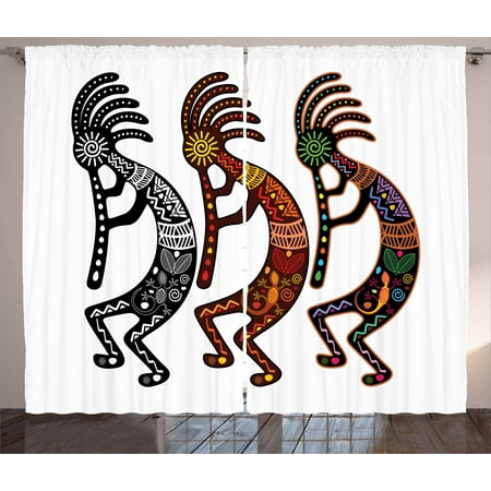 Southwestern Curtains 2 Panels Set Ancient Fertility Deity
