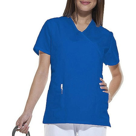 Women's Fashion Essentials Mock Wrap Scrub Top