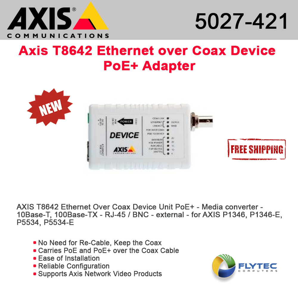 AXIS T8642 PoE+ over Coax Device, Carries PoE 5027-421