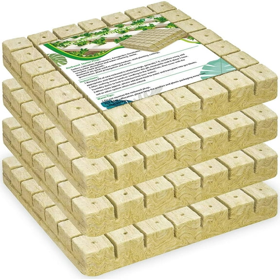 ZeeDix 1.5 inch 4 Sheets Rockwool Cubes 196 Cubes Starter Plugs for Soilless Cultivation Seedlings Plants Hydroponics Germination