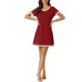 thumbnail image 1 of INSPIRE CHIC Chemise de Nuit à Manches Courtes pour Femmes Contraste Couleur Col en V Bourgogne, 1 of 6