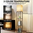 thumbnail image 2 of RUNTOP Floor Lamp with Shelves, Modern Shelf Lamp for Display Storage, 3 Color Temperature Wood Narrow Standing Corner Lamp with 8W Bulb for Living Room Decor, Bedroom, Office, Home Decor(Brown), 2 of 8
