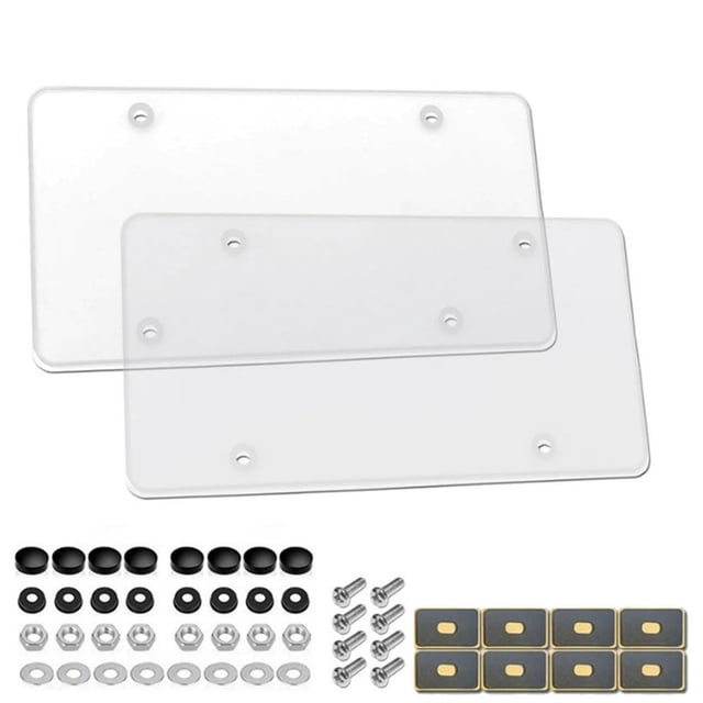 CUITING License Plate Cover Clear Plastic with Screws and Caps Sturdy License Plate Protector 2-Pack
