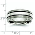 thumbnail image 6 of Chisel Titanium Antiqued and Brushed with Sterling Silver Inlay 8.2mm Grooved Band - Ring Size 14.0, 6 of 8