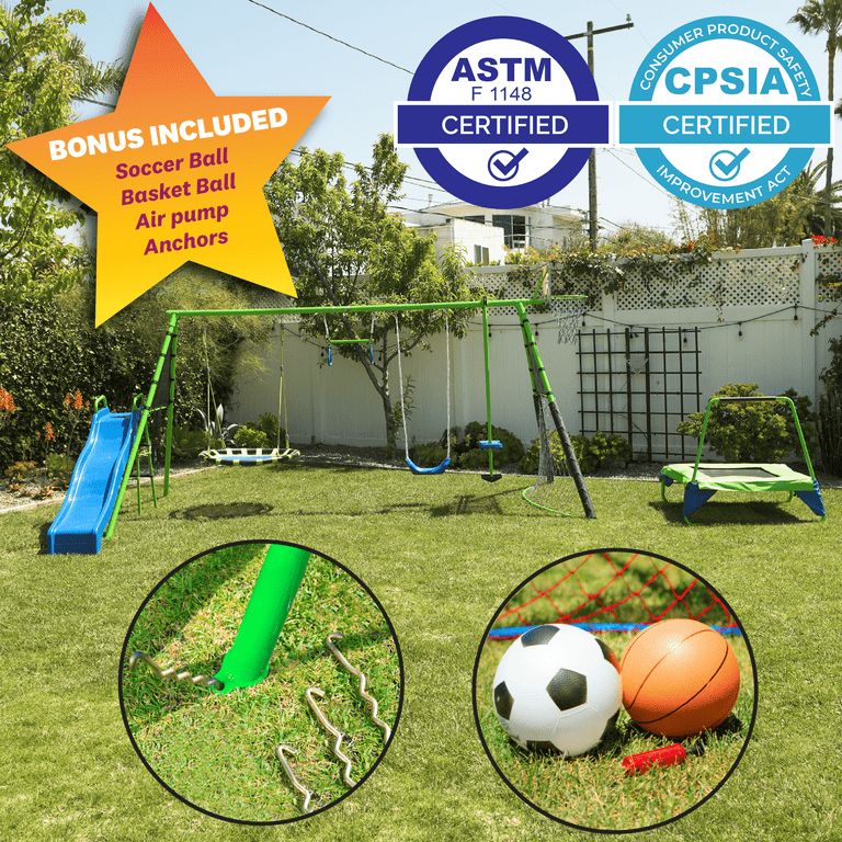 Fitness Reality Kids 'Ultimate' 8 Station Sports Swing Set with