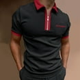 thumbnail image 4 of JTieacloth Button Collar Shirts Men's Spring And Summer Fashion Loose Lapel Lace Up 3D Digital Solid Color Short Sleeved Top T Shirt Shirt Top Red M, 4 of 4