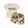 thumbnail image 2 of Kaprioy Baby Boy Easter Outfits Toddler Boys Summer Clothes Boys Cotton Outfit Cute Bunny & Carrot Print Short Sleeve T-Shirt with Elastic Waist Shorts Set, 2 of 5