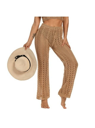 Womens Beach Pants, Crochet Drawstring Capris, Solid Color Hollow Out Cover  Ups, Casual Summer Party Outfits From Mengyang04, $14.62