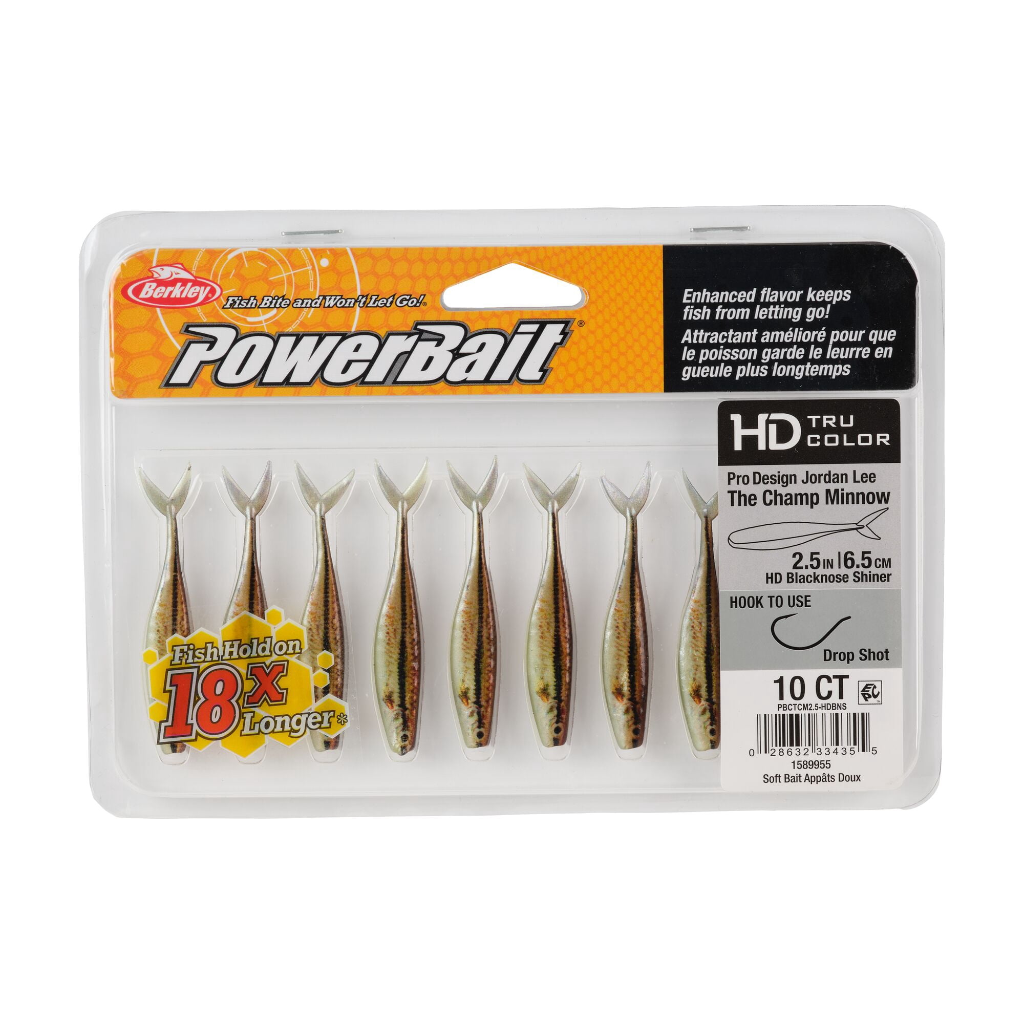 Berkley PowerBait® The Champ Minnow, 2.5 in, Minnows, HD Blacknose Shiner (10 Count)