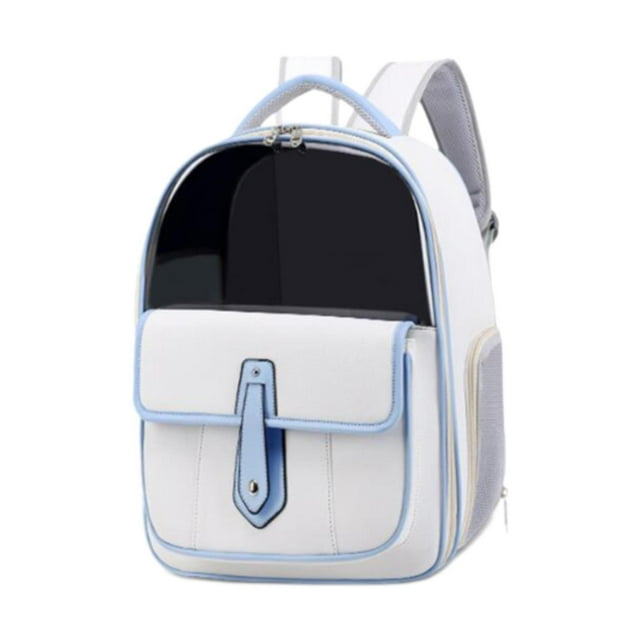 DOLITY Sac à Dos pour Chat Fenêtre Transparente en Cuir PU Sac pour Chiot Marche Blanc