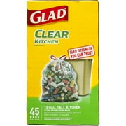 Glad Recycling Tall Kitchen Drawstring Trash Bags, Clear, 13 Gallon, 45 Count