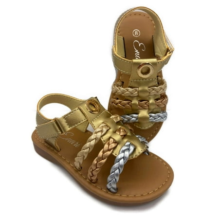 

ENARI Toddler Girl Sandals Gold Casual Slip-On Style