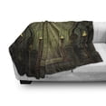 thumbnail image 3 of Gothic Soft Flannel Fleece Blanket, Fantasy Scene with Old Fashioned Wooden Torch and Skull Candlesticks in Dark Spooky Room, Cozy Plush for Indoor and Outdoor Use, 60" x 80", Brown, by Ambesonne, 3 of 6