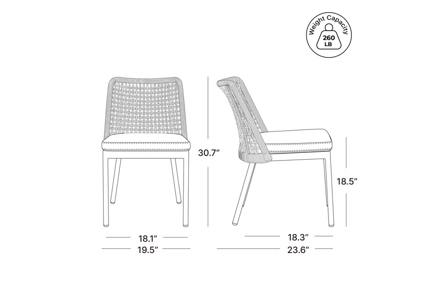 Spruce & Spring Modern Woven Rope Patio Dining Armchair Equipped With Cushion 2 Pieces For Outdoor Space Brown Woven Rope Fabric
