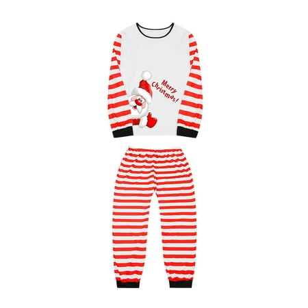 

Raruxxin Matching Family Christmas Pajamas Snowman/Santa Print Long Sleeve Tops + Striped Pants Loungewear Pjs Set