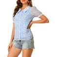 thumbnail image 4 of INSPIRE CHIC Women's Floral Button Down Collar Sweet Puff Sleeve Blouse, 4 of 7