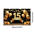 thumbnail image 3 of Golden Theme Happy 15th Birthday Banner Decorative Creative Sparkling Gold for Birthday Party Kids Celebration Indoor Decoration, 3 of 6