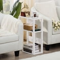 thumbnail image 6 of Joaxswe Narrow Side Table with Charging Station, 3 Tier Thin End Table with Storage Shelf Beside Sofa, White Slim Table Tray for Bedroom, 6 of 7