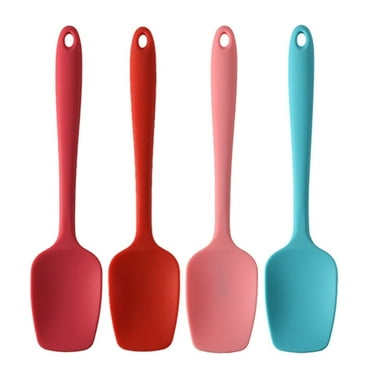 Uanit Square Head Silicone Spoon Spatula Set, 600ºf High Heat Resistant Food Grade Flexible Rubber Scraper, Integrated Cooking Mixing Baking Kitchen Utensils Set of 4 for Nonstick Cookware