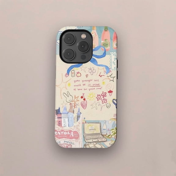 Kawaii Art Collage Girly Cartoon Pattern Phone Case for iPhone 11 12 13 14 15 16 17 Pro Max