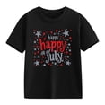 thumbnail image 5 of Amidoa Girls Short Sleeve Graphic Summer Crewneck Independence Day T Shirts Kids Casual Tops Black Size 5T, 5 of 5