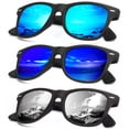 thumbnail image 1 of KALIYADI Gafas de sol polarizadas para hombres y mujeres, acabado mate, lentes de espejo de color, bloqueo UV (paquete de 3), 1 of 7