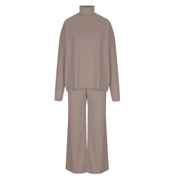 SELONE Two Piece Sets For Women Going Out Long Sleeve Sweater Pullovers Long Wide Leg Pants Crew Neck Lounge Outs Baggy Casual Sets Solid Gym Sets Fashion Suits Streetwear Fall Wintern Clothes Pink
