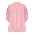 thumbnail image 5 of Women's Kimono Cardigan 3/4 Sleeve - Eyelet Beach Cover up Vacation Top | Baberdicy | Womens Kimono Cardigans Eyelet Bathing Suit Cover up Solid Beach (Red 2 | L), 5 of 6