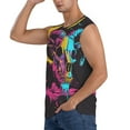 thumbnail image 3 of Haiem Men's Neon Gothic Skull Moon Print Tank Tops Summer Sleeveless Cut Off Workout T-Shirts Fitness Vest Athletic Undershirts-3X-Large, 3 of 8