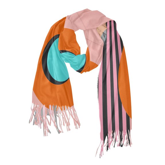 FORMRS Womens Scarf Winter Soft Long Big Warm Shawls Wrap Tassel Scarves, Orange Circle