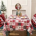 thumbnail image 2 of Christmas Ribbons Engineered Printed Fabric Tablecloth for Christmas, Winter, and Holiday (59" X 72" Rectangular,Gnome Elk), 2 of 5