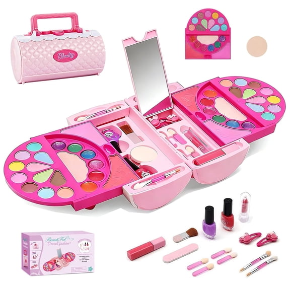 Adofi Girls Toys, Kids Makeup Set for Girls, Real Washable Play Makeup for Little Girls, Toys for Girls 3 6 Years, Play Make Up Birthday Gifts for Kids Age 3-12, Non-Toxic Girls Toys Ages 4 6