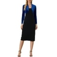 thumbnail image 3 of INSPIRE CHIC Women's Long Sleeve Open Front Velvet Cropped Bolero Shrug L Royal Blue, 3 of 7