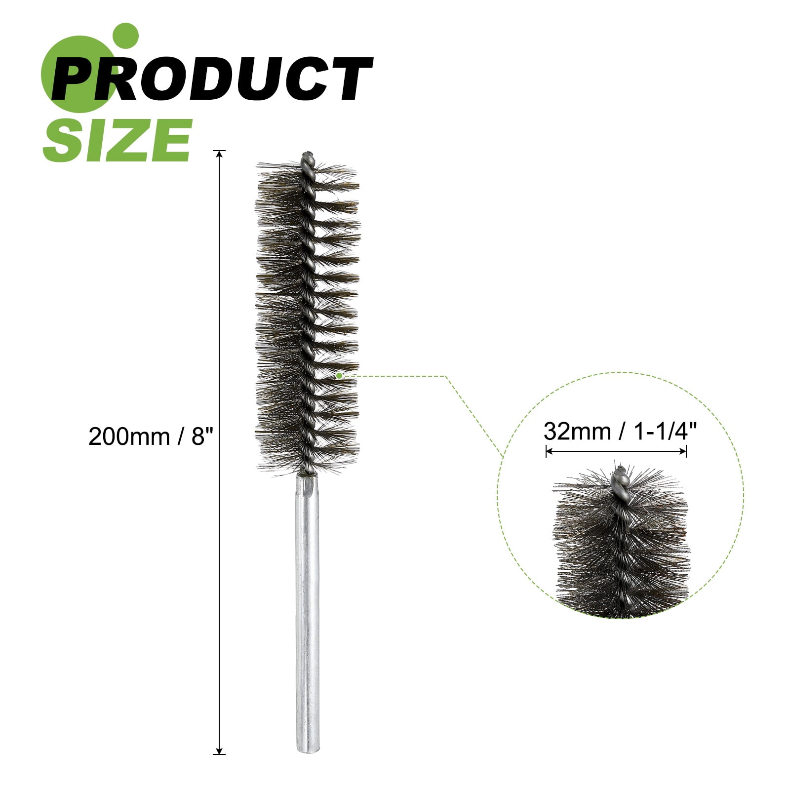 6pcs Pipe Cleaners Brush Set 1.26 Inch Stainless Steel Bristles Cleaning Brush with Ergonomic Handle for Bottles Straws Pipes Keyboards Tubes, Silver