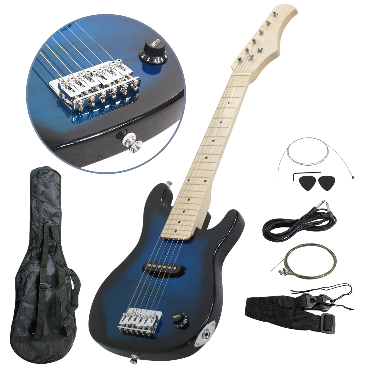 ZENY 30 Inch Kids Electric Guitar with Cable Cord shoulder strap New black