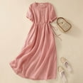 thumbnail image 2 of Womens New Cotton And Art Commuting Simple And Solid Color Light And Thin Slimming Mid Length Dress Casual Dress, 2 of 3