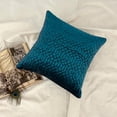 thumbnail image 3 of Toss Pillow Cover, Teal Blue 22"x22" (55x55 cm) Throw Pillow Covers, Velvet Quilted & Solid Color Throw Pillows For Couch, Geometric Pattern Modern Style - Irresistible Teal, 3 of 11