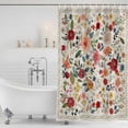 thumbnail image 2 of Watercolor Flowers Shower Curtain Set - Long 72" x 84" Washable Bathtub Curtain with 12 Hooks, Rustic Spring Floral Botanical Beige Waterproof Fabric Stall Shower Curtains for Bathroom/Bathtub Décor, 2 of 6